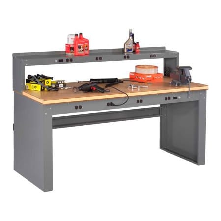 Tennsco Tennsco Panel Leg Workbench w/ Compressed Wood Top & 8 Outlet Panels & Risers, 72"W x 30"D, Gray EB-2-3072C-MGY